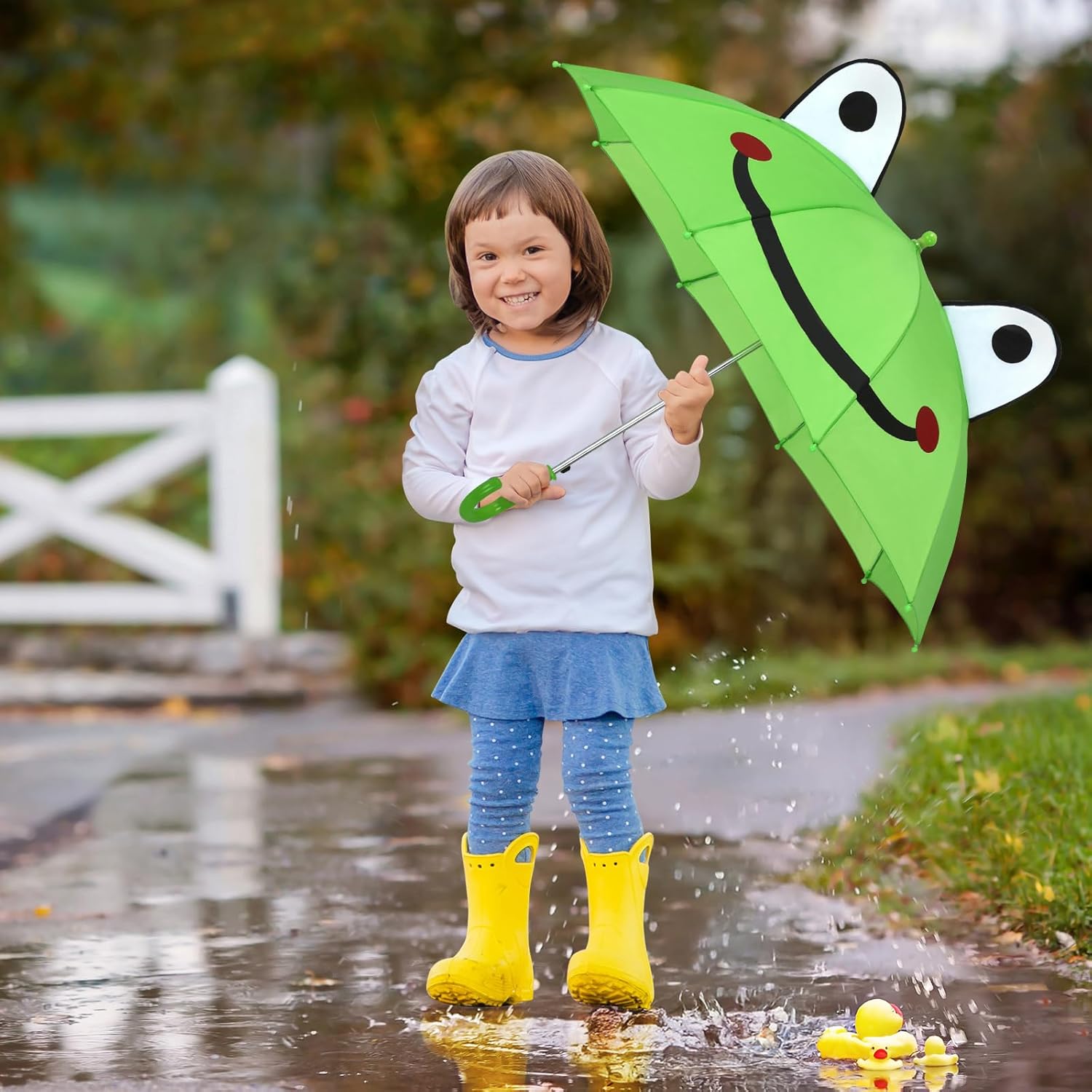 decalsweet Kids Umbrella Children Pop Up Travel Umbrellas Lightweight Cute Canopy for Girls & Boys Easy Push/Pull for Little Kids