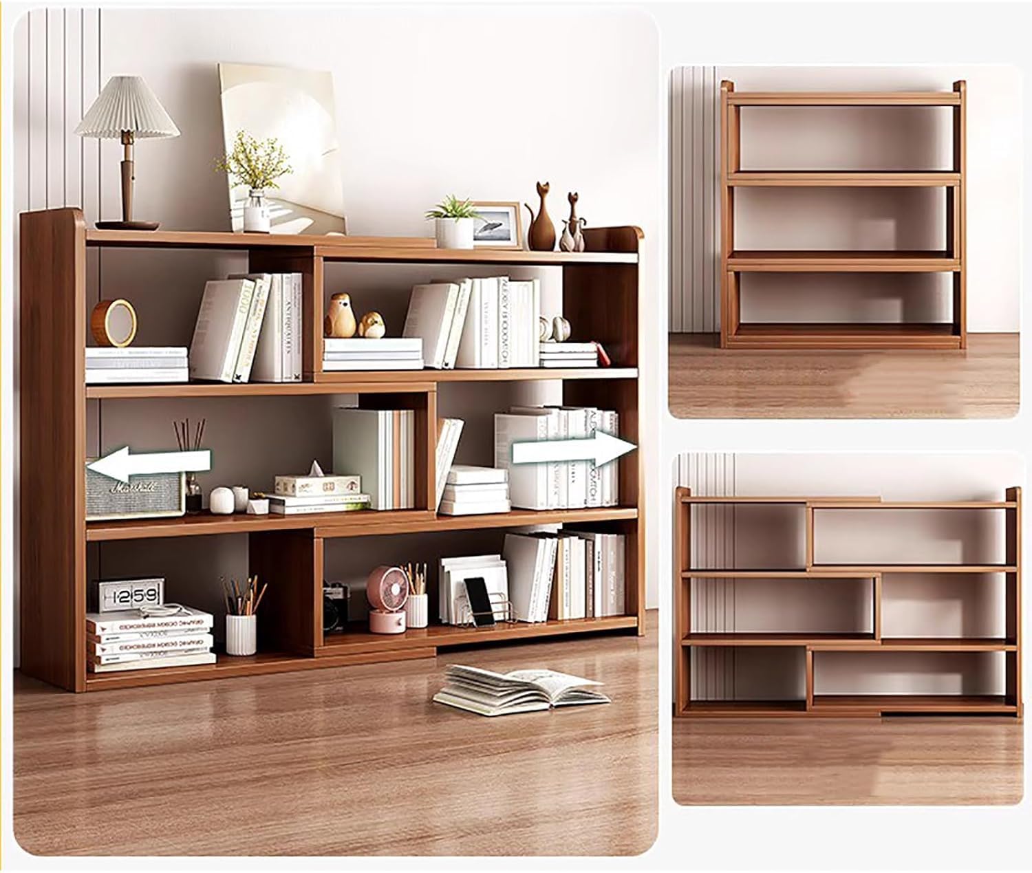 Drewniane Półki Na Biurko Regulowana Półka Na Biurko Wolnostojąca Mała Biblioteczka Artykuły Biurowe Półka Do Przechowywania Biurko Schludny Organizer, D, 40-80 * 17 * 80