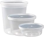 DuraHome Conteneurs de stockage des aliments avec lids 8oz, 16oz, 32oz Congeler les coupes Deli Combo Pack, 44 Sets sans fuite BPA Round Clear Container Préparation à repas Microwavable (44 Ensembles - Tailles mélangées)