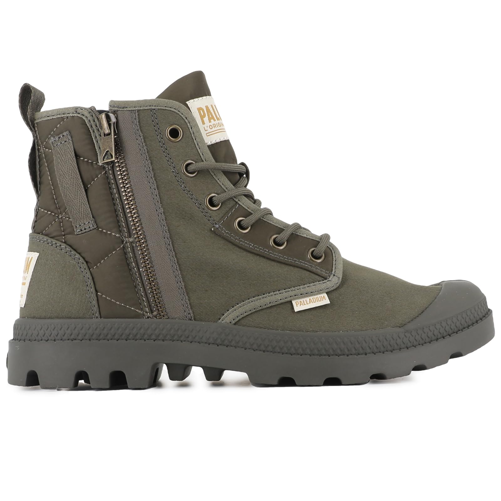 Palladium Men's Pampa Detroit Zip Boot, Non-slip Cotton Lace Up Vegan Boot for Fall Winter
