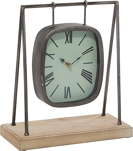 Deco 79 Reloj de péndulo de madera con base de madera, 10" x 5" x 12", gris