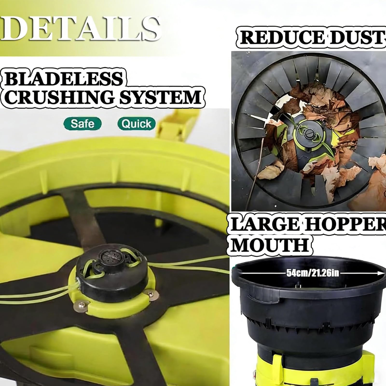 Trituradora De Jardín Eléctrica 2500W - 8000 RPM Trituradora De Ramas & Hojas Con Tolva 54cm, Mulcher Portátil Para Residuos De Jardín, Hojas De Césped & Compostaje 10mpowercord