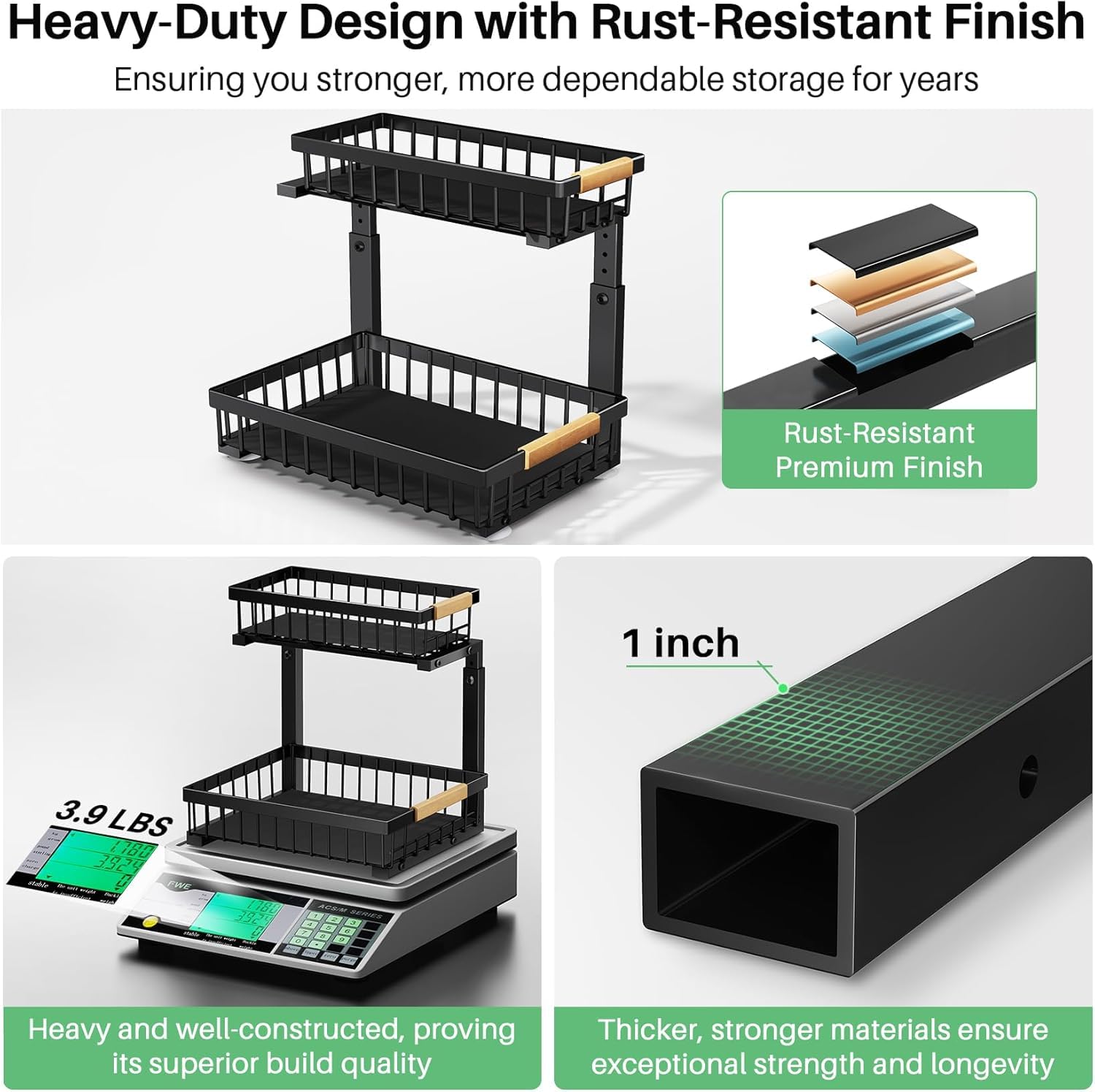 REALINN - Organizador Para Debajo Del Fregadero, 2 Niveles Expandible Debajo  Del Gabinete, Almacenamiento Extraíble De Altura, image size:1500x1495