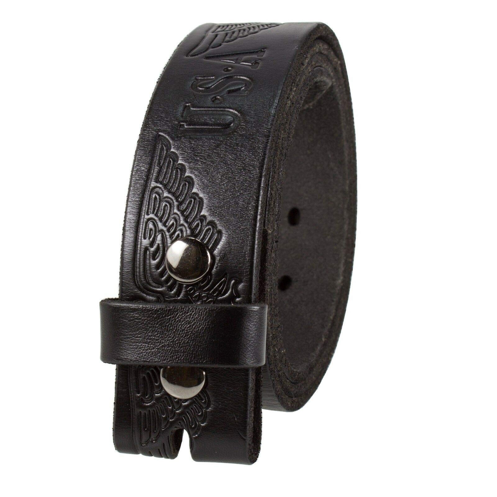 Unisex Full Grain Genuine Leather Eagle Belt Strap Without Buckle (30-32 (S))