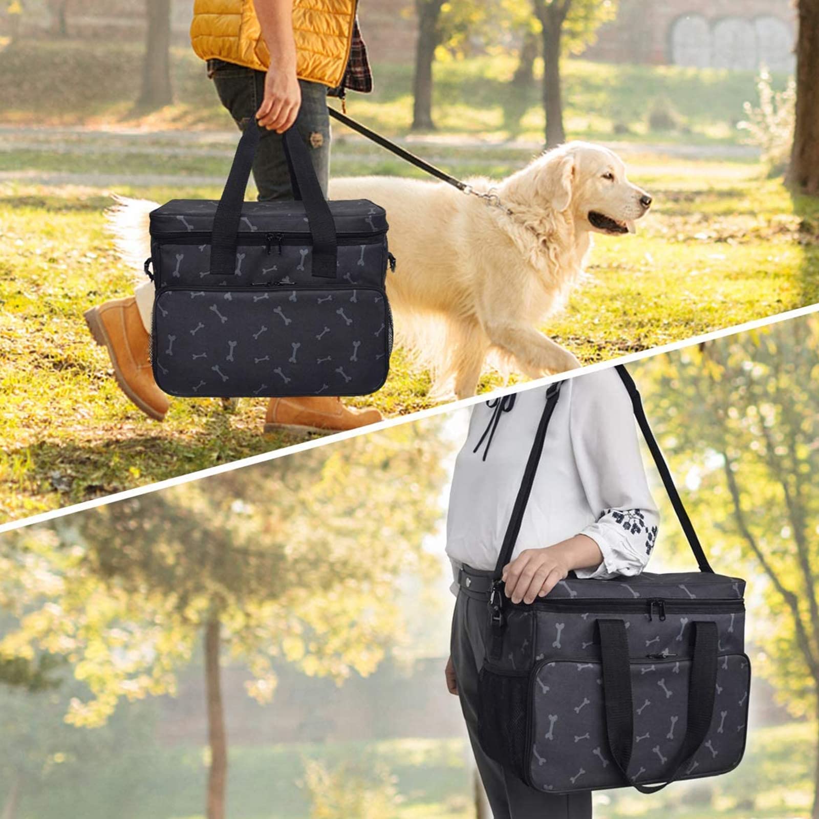 Hunde Reisetasche, Reisetasche Für Hundeausrüstung,Reisetasche Für Hundezubehör,Flugzeuggenehmigte Aufbewahrungstasche Mit 2 Vorratsbehälter Und 2 Faltbare Hundenapf