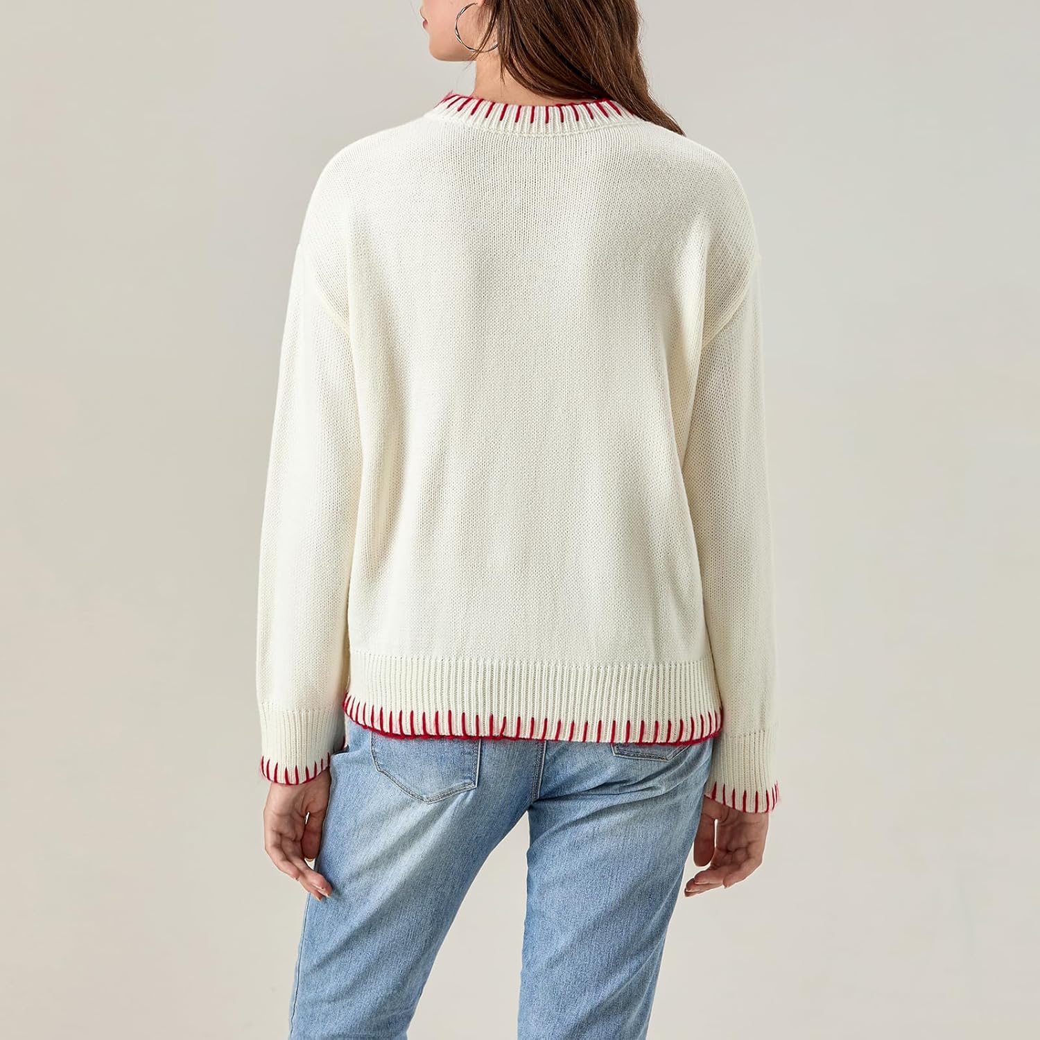 Women Bow Sweater Y2k Crewneck Long Sleeve Knitted Pullover Teen Girls Oversized Sweaters Cute Fall Tops - Image 4