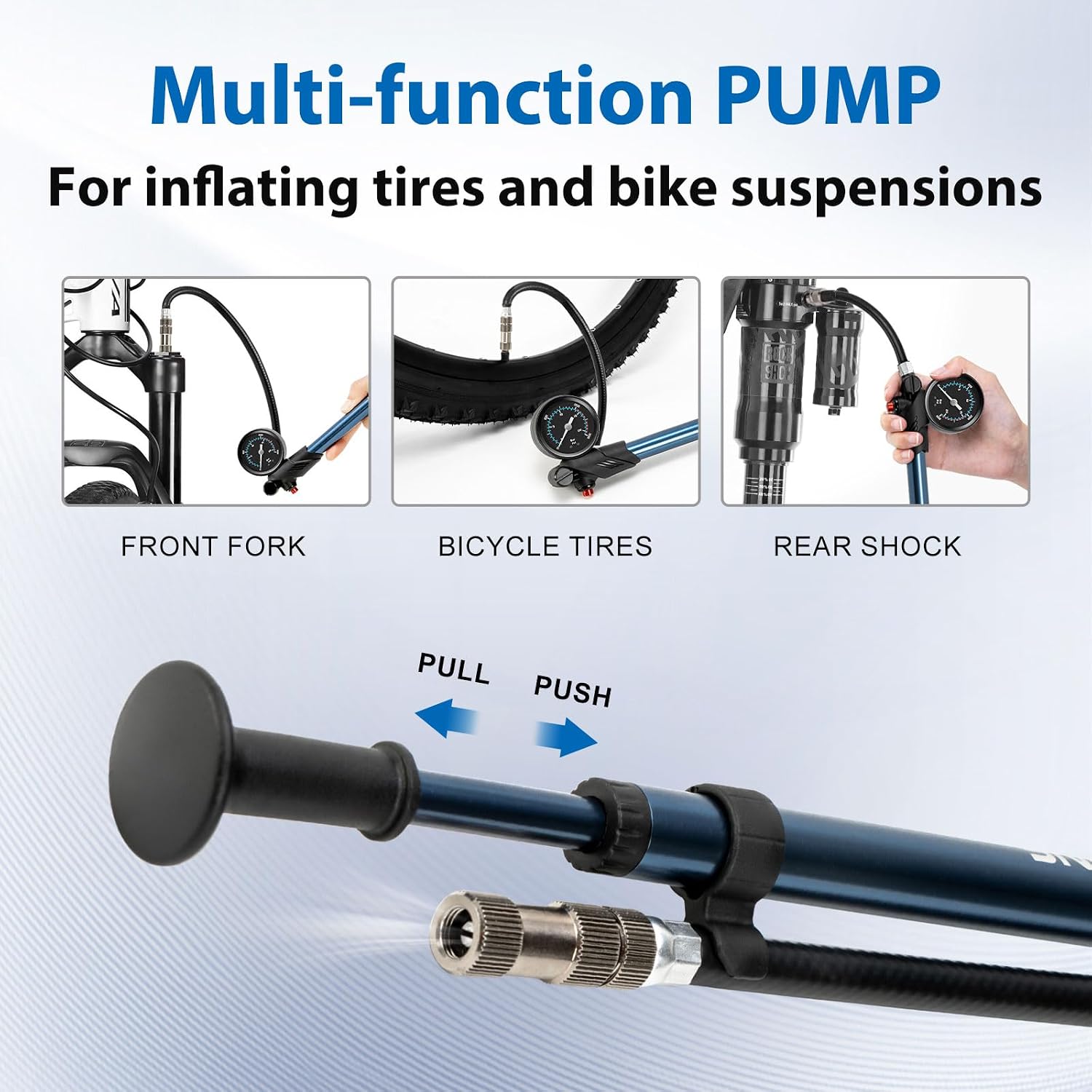 Hycline High Pressure Shock Pump 300 PSI: Fork Suspension Pumps with Gauge