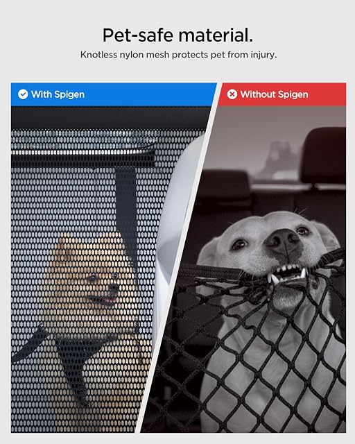 Foto 2 de 7 de Spigen Barrera Universal para Perros para Coche [Malla Rígida y Gancho Incluidos] Divisor para el Asiento…