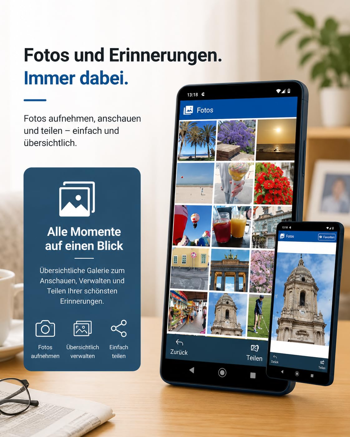 Senior - Smartphone Handy für Senioren – Einfache Bedienung, Große Tasten, Notruf mit GPS, Kamera, Lupe, Hörgeräte-Kompatibel