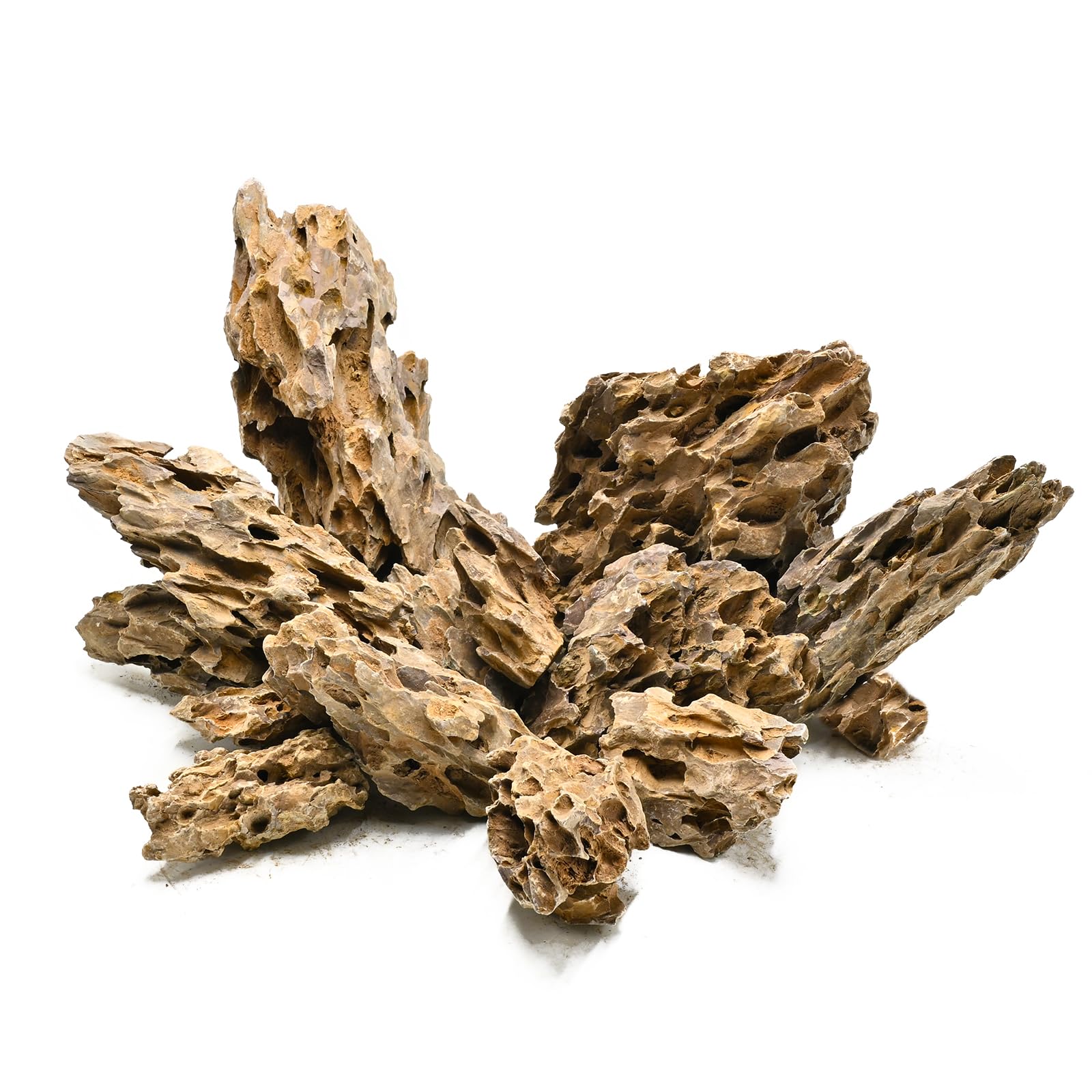 Unocho Aquarium Stone Rocks Dragon Stone 4.5kg Aquarium Décor Rocks Aquascaping Stone Fish Rocks for Aquariums Landscaping Model Tank Decoration Paludarium Amphibian Enclosures(5-15cm)