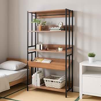 棚 本棚 収納ラック オープンシェルフ 5段 高さ156×幅84×奥行34cm ANDWINT 棚 本棚 収納ラック オープンシェルフ 5段 高さ156×幅84