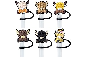 Highland Cow Silicone Straw Cover Cap for Birthday Party Supplies