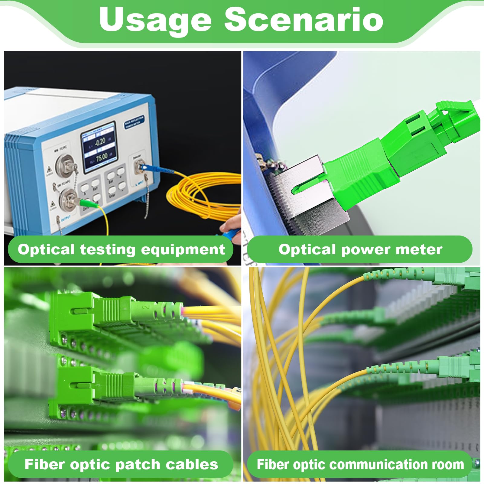 Adattatore Fibra Ottica SC/APC Maschio a LC/APC Femmina, Accoppiatore Ibrido Verde, Adattatore per Conversione Interfacce, Compatibile con Pannelli di Permutazione, Cavi Ottici, Catv
