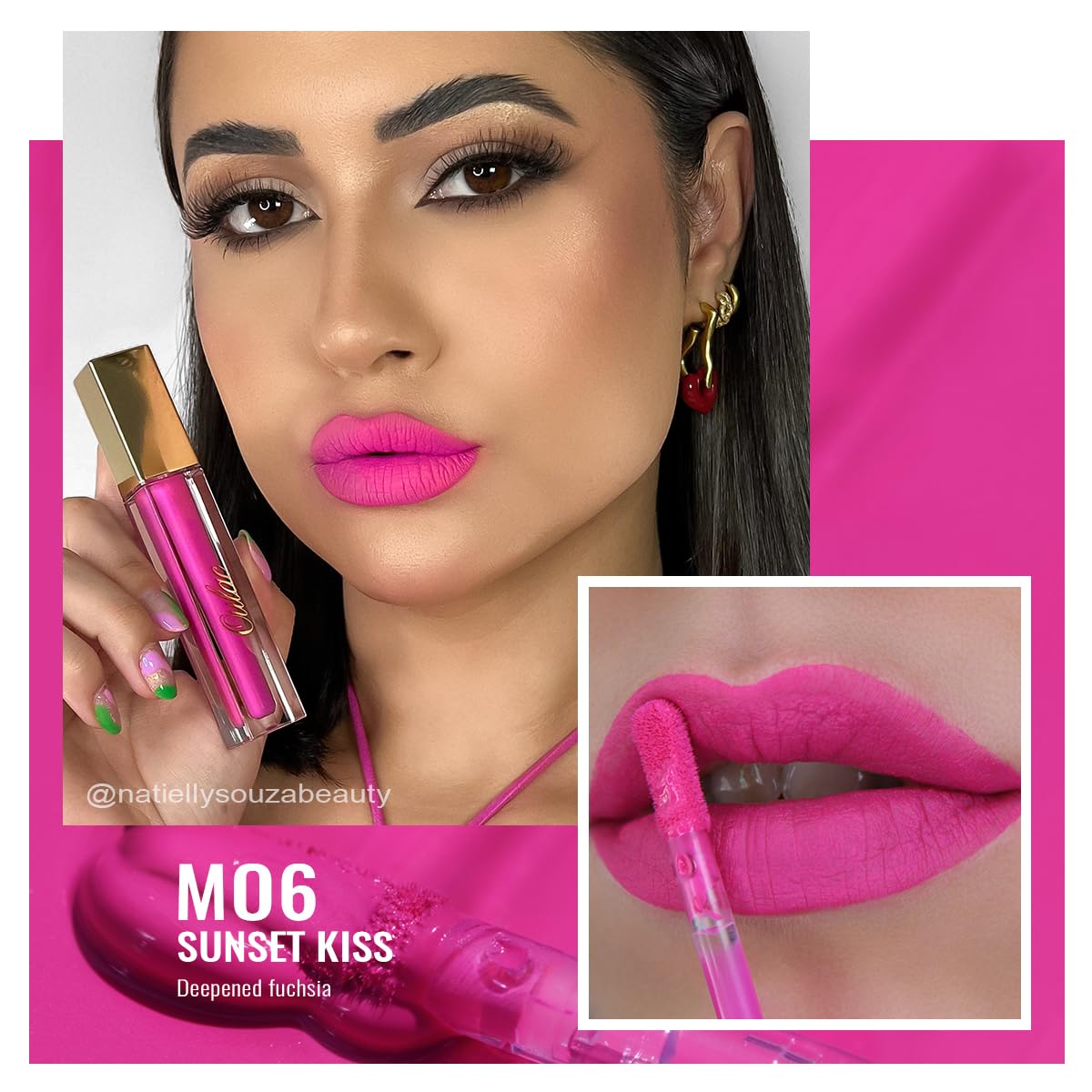 Oulac Matte Liquid Dark Red Lipstick for Women, Long Lasting Lip Stain, Waterproof Highly Pigmented Creamy Formula Lipstick with Vitamin E, Vegan, 4.5ml (M18) — view 51