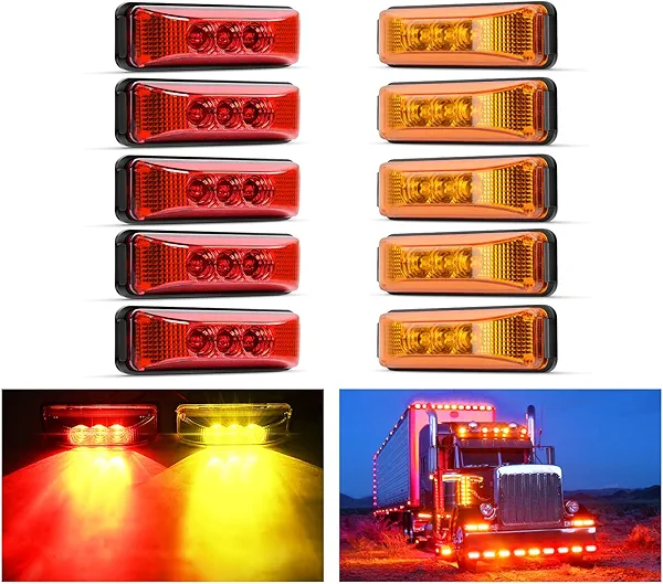 Nilight 10Pcs 3 Led Trailer Light 3.9 Inch Front Rear Side Marker Lights Clearance Indicator Waterproof Sealed Surface Mounted Marker Light for RV Truck Trailer UTE UTV 12V