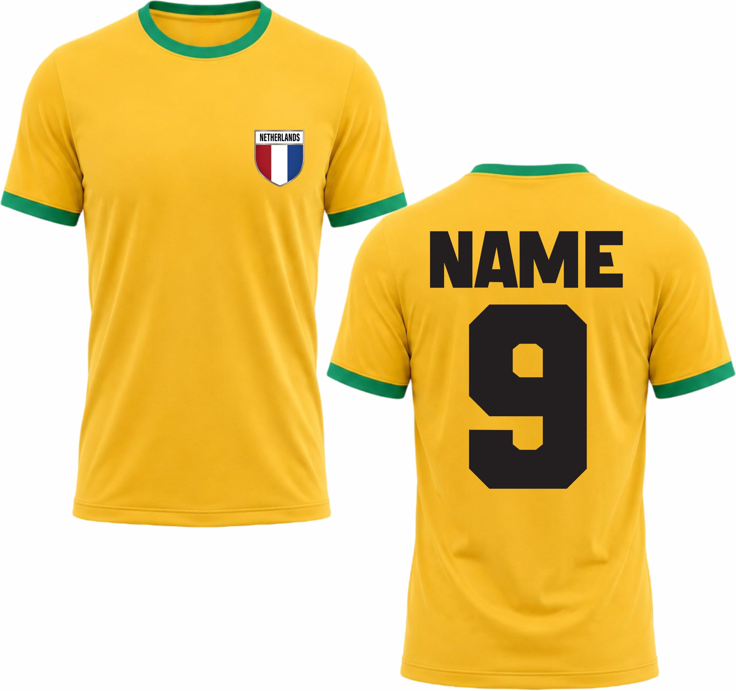Personalised Dutch Football Ringer T-Shirt Custom Name Number Jersey Netherlands Jersey Gift Top