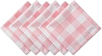 DII Buffalo Check Pink & White Cloth Napkin Set - 6 Pack 20x20 Farmhouse Cotton Table Linens
