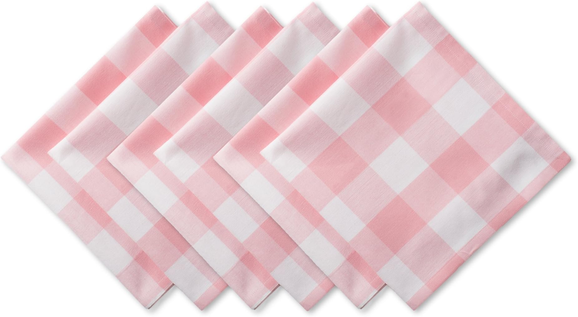 DII Buffalo Check Collection Placemat in Classic Farmhouse Design, Cotton, Pink/White, Napkin Set, 20 x 20, 6