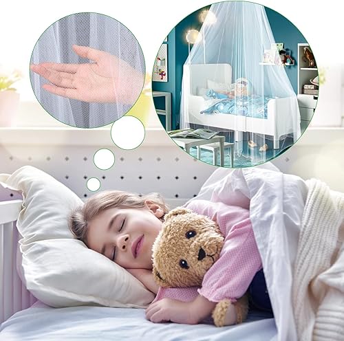 Vista 8 de Toldo de cama con mosquitera para niñas, cortinas de cama King con dosel tamaño Queen desde el techo, tienda de campaña para cama individual