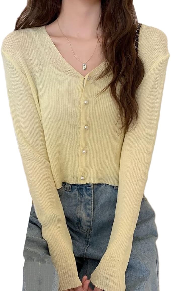 Cardigan, Plain, Thin, Knit Material 