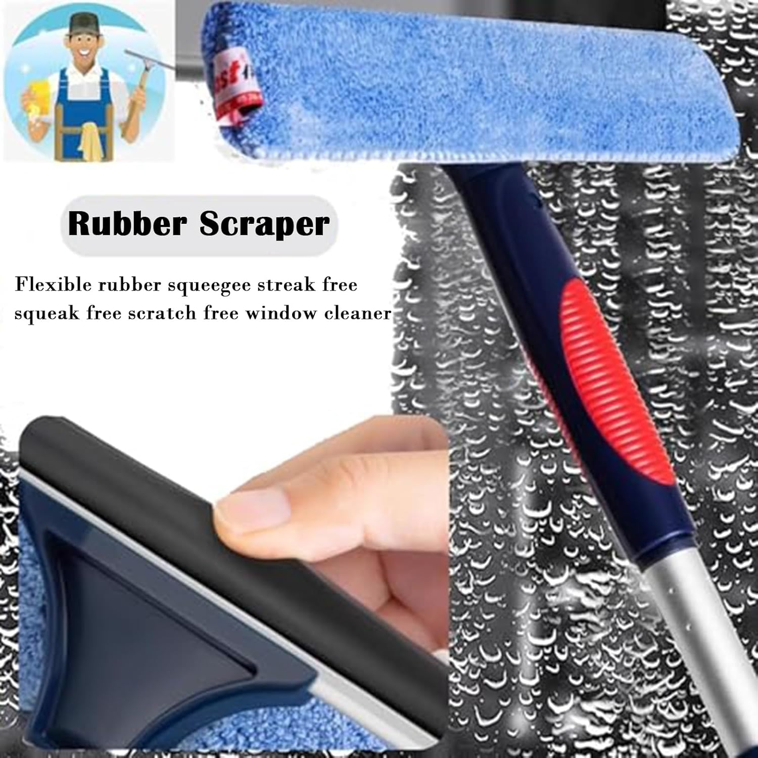 High Reach Window Cleaning Kit, Window Cleaning Pole for Housekeeping/Cleaning Tile Wall, Windows Squeegee Professional, Ideal for Efficient Outdoor Cleaning(2PCS,L 33FT/10M)