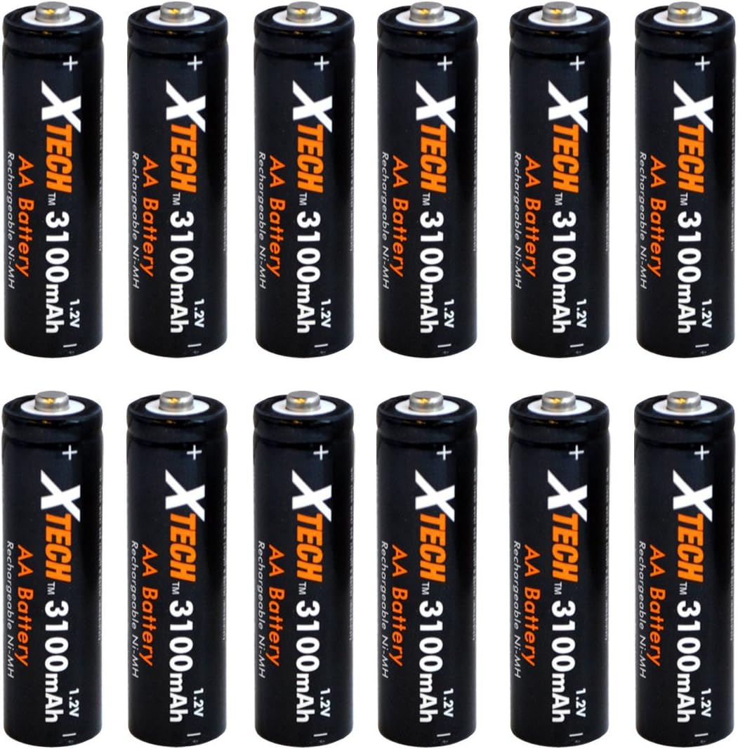 Xtech AA Ultra High-Capacity 3100mah Ni-MH Rechargeable Batteries (12 Pack)