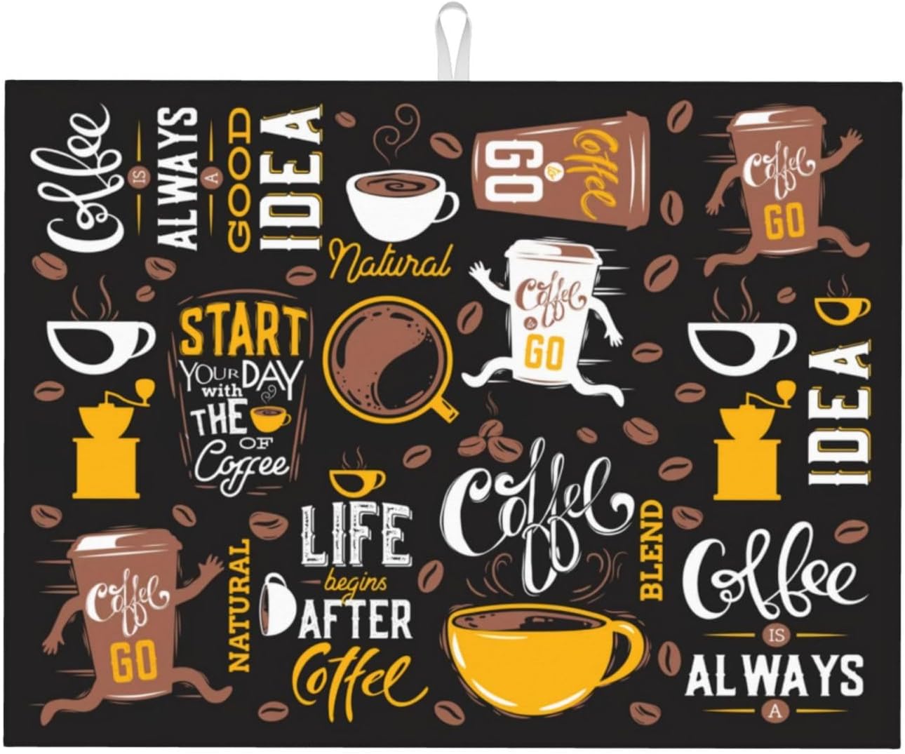 Dish Drying Mat for Kitchen Counter 18×24 Inch,Super Absorbent Microfiber Kitchen Drying Mat Large Drying Rack Pad-Coffee Drying Mats