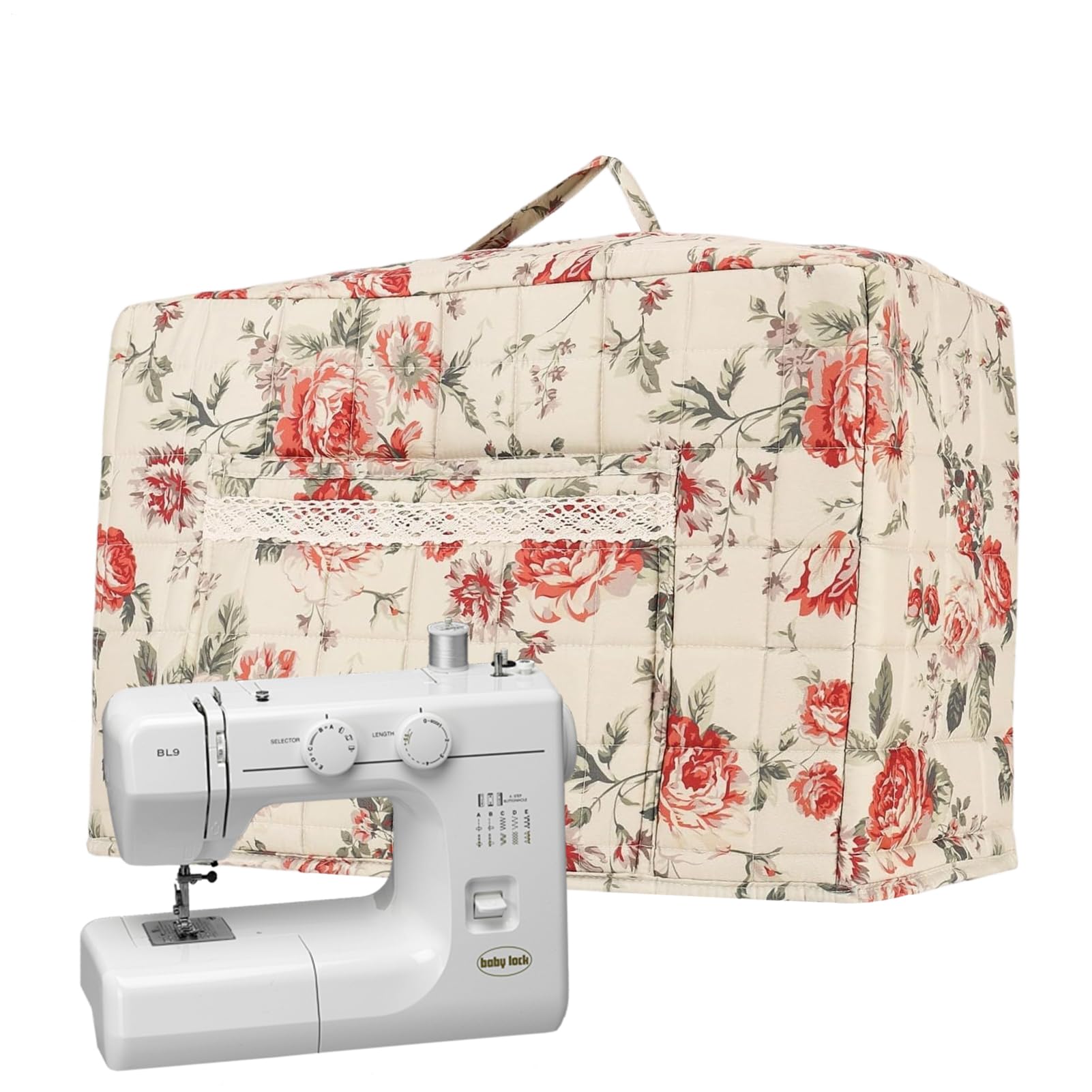 de máquina de coser, de boho para sobredescargadora con protección de máquina de coser doméstica, para viajes interiores y exteriores, taller, casa y estudio, B, Se référer à la