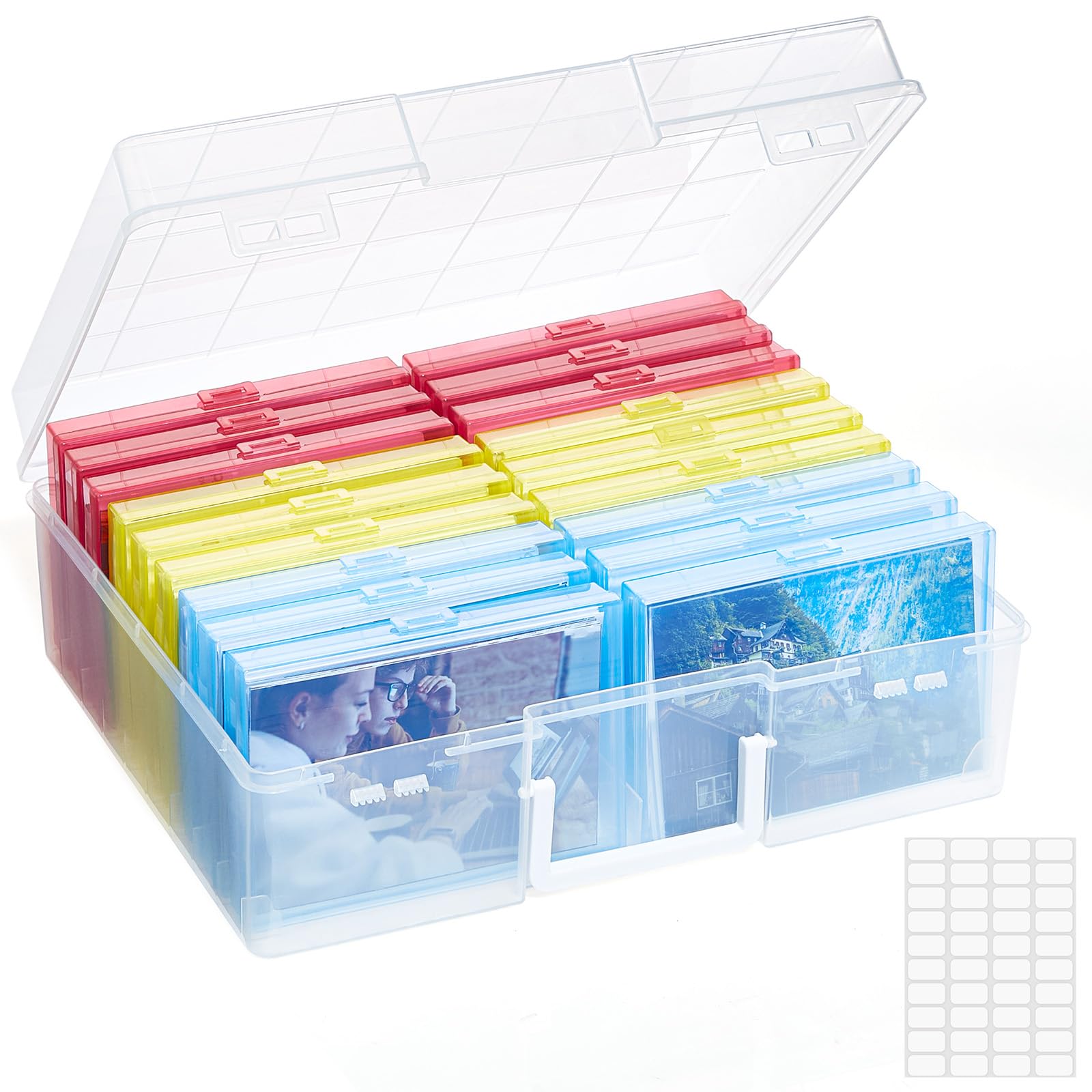 Lifewit 4x6 Multicolor Photo Storage Box, 18 pcs Inner Photo Case, Office Supplies for Cards Pictures Stamps Storage