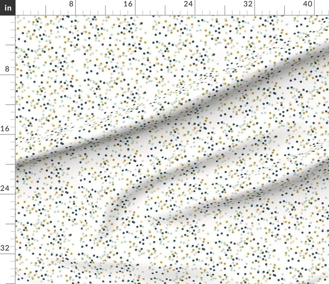 Spoonflower Fabric - Confetti Dots Mustard Navy Mint Tiny Scale Blush Pastel Printed on Petal Signature Cotton Fabric by The Yard - Sewing Quilting Apparel Crafts Decor