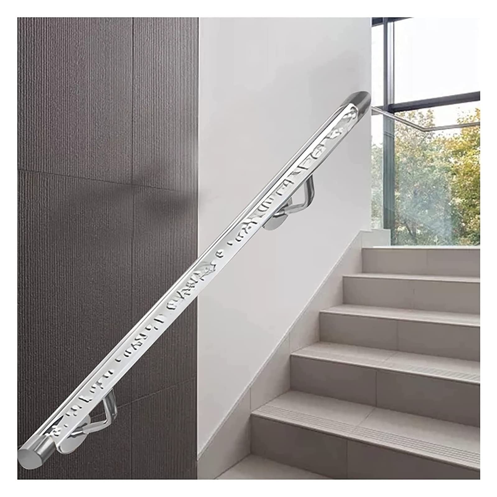 LWJSOCP Clear Acrylic Handrail for Stairs with Stainless Steel Bracket Wall Mounted Bubble Design for Hallway Loft Porch ADA Compliant Grab Bar for Handicap and Elderly Assistance Interior and Exter