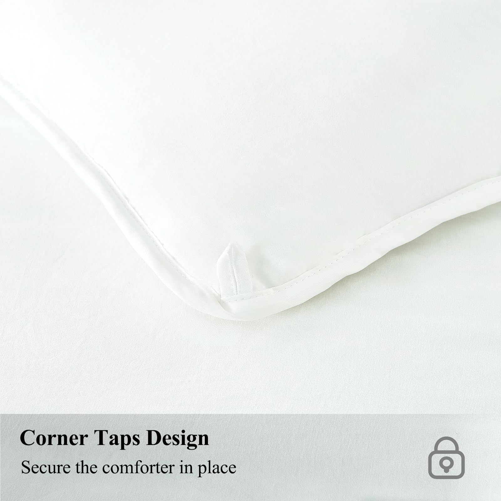 KUSNUG Bedding Comforter Duvet Insert-All Seasons Soft Breathable Down Alternative Comforter, Quilted Fluffy White Comforter Queen Size with Corner Taps, Box Stitched Hotel Collection(90"x90")
