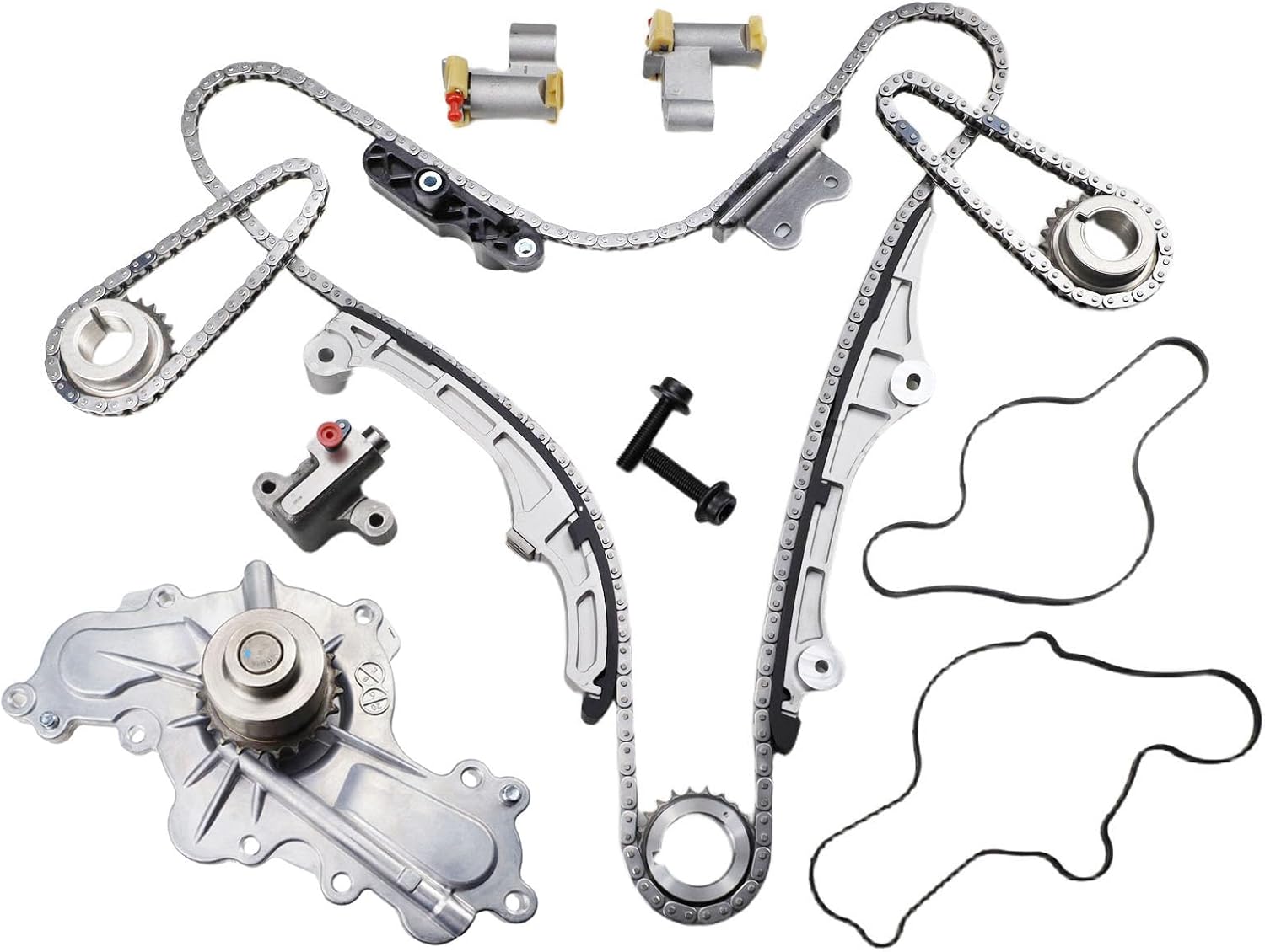 AT4Z-6306-A Timing Chain Kit with Water Pump fit for Edge Flex Fusion Taurus 3.5L, fit for Lincoln MKS MKT MKX MAZ 3.5L, fit for Maz- da6 CX-9 3.7L Direct Replace OE Number 7T4Z-6256-A