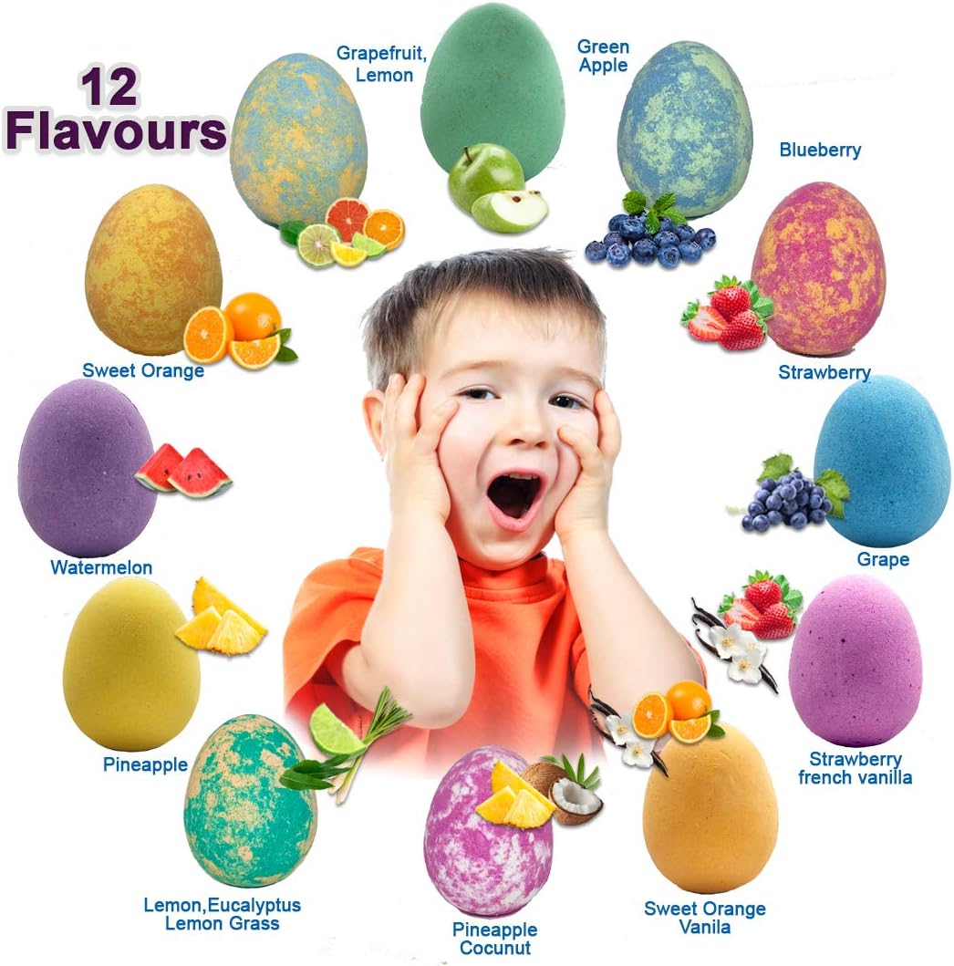 Bath Bombs for Kids with Surprise Inside - 12 Dinosaur Bath Bombs with