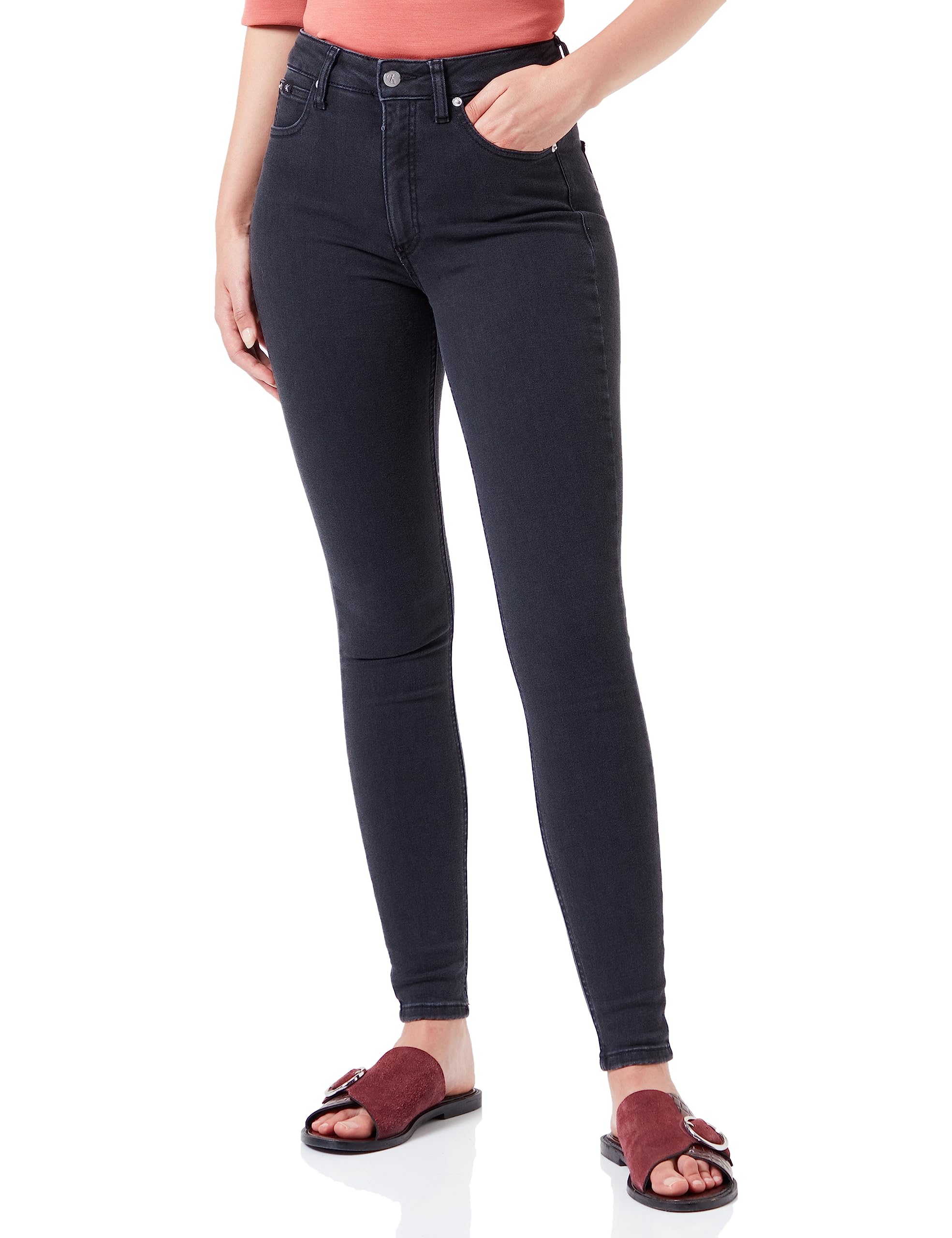 Calvin Klein Women’s High Waist Skinny Jeans, Black (Denim Black), 30W/30L