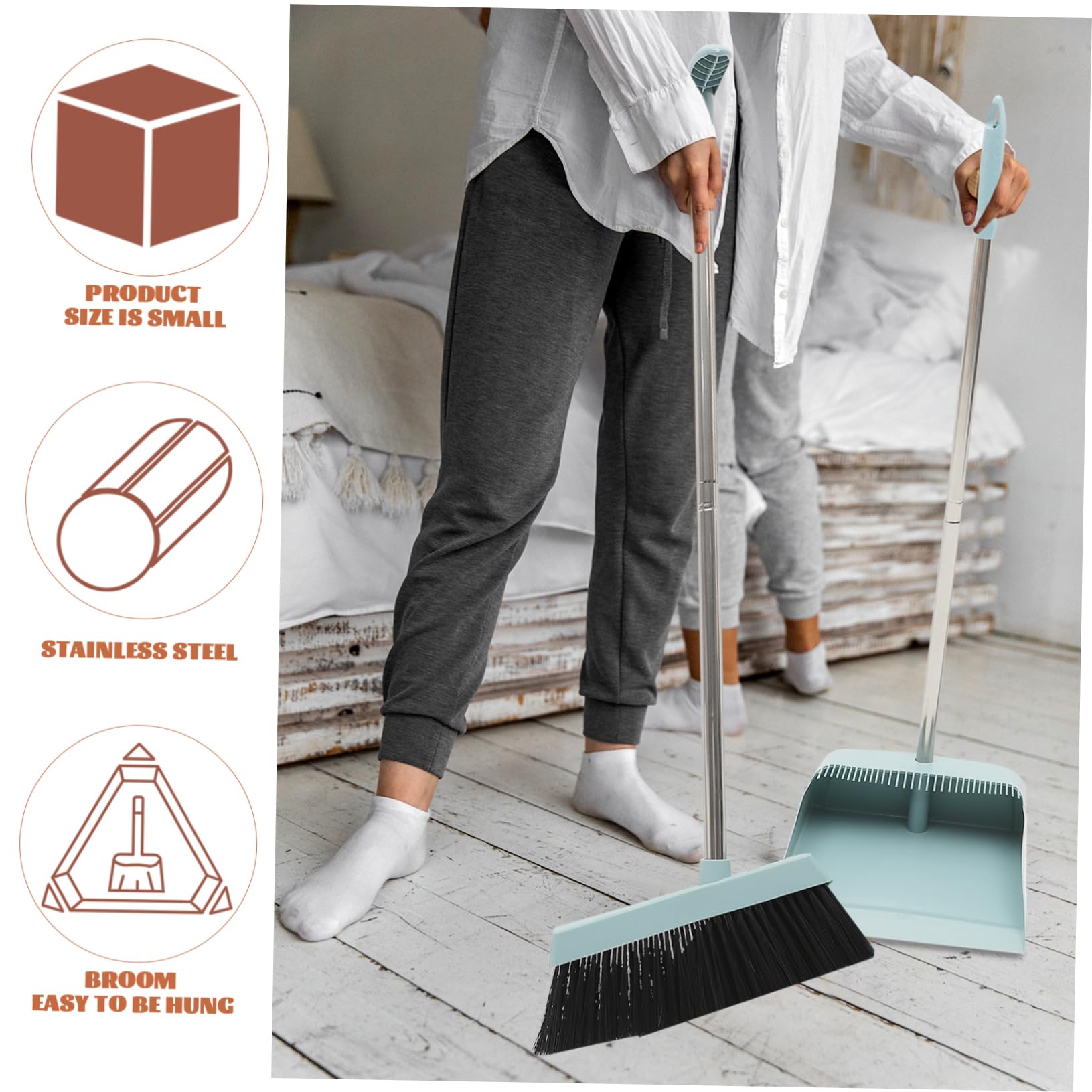 TOPBATHY 1juego Escoba y Recogedor De Hogar Azul Herramienta De Limpieza De Suelos Para Baños y Mascotas Almacenamiento Compacto