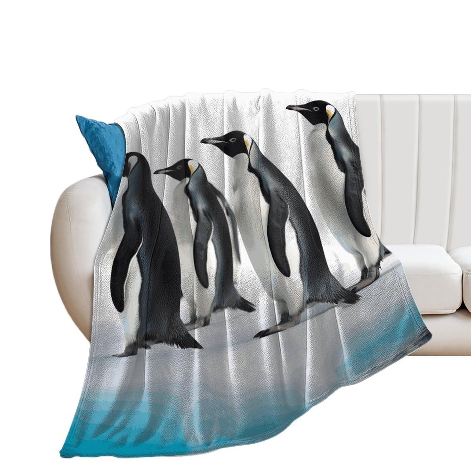Couverture douce et confortable pour femme plaid chaud canapé motif pingouin