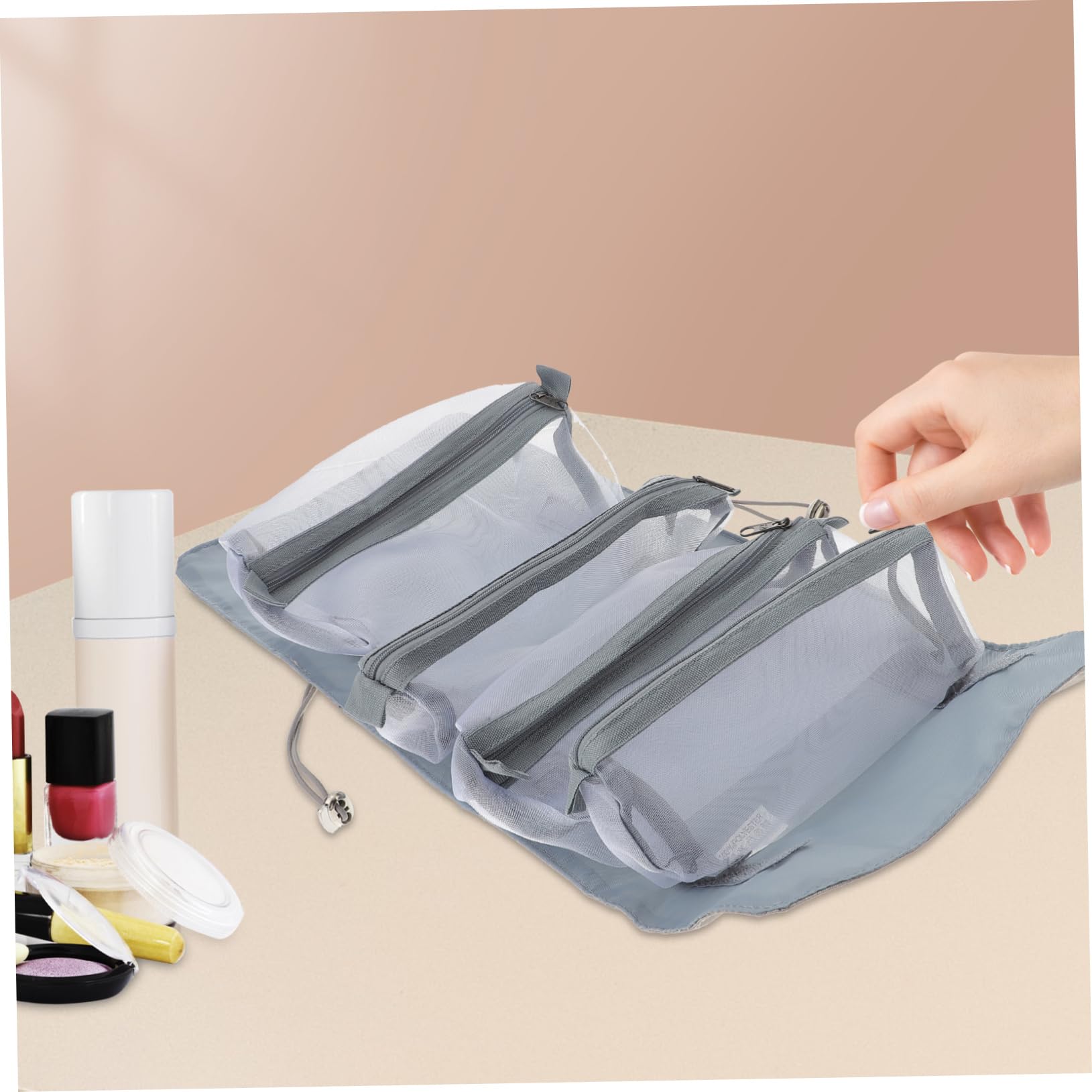 Healeved 3piezas Bolsa De Maquillaje Enrollable y Detachable para Organizador De Cosméticos Multifuncional Neceser Capacidad Alta y Asas para Mujeres y