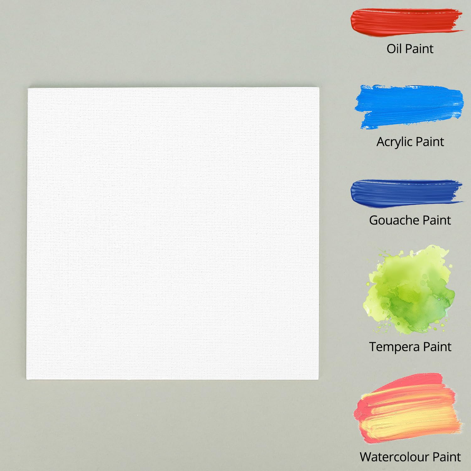 QWORK® 24 Piezas lienzo blanco, 15x15cm 3 mm grosor mini lienzo, para pintura acrílica y al óleo