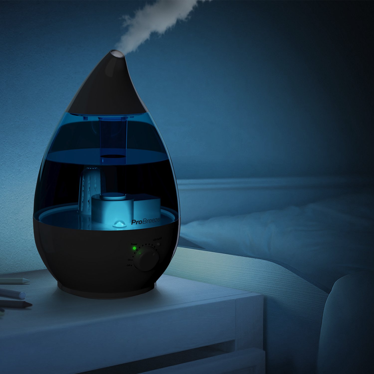 Pro Breeze™ 3,8L Ultraschall-Luftbefeuchter mit hoher Wassertankkapazität, Aroma Duftöl Diffusor, Keramik Filter, LED Nachtlicht und automatischer Abschaltung - ideal für Schlafzimmer oder Babyzimmer