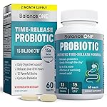 Balance ONE Probiotic for Women & Men - Time-Release Tablets for 15x Survivability - 12-Strain Formula with L. Plantarum & L. Acidophilus - Gut & Digestive Health Support - 60 Tablets