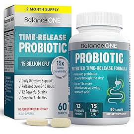 Balance ONE Probiotic for Women & Men - Time-Release Tablets for 15x Survivability - 12-Strain Formula with L. Plantarum & L. Acidophilus - Gut & Digestive Health Support - 60 Tablets
