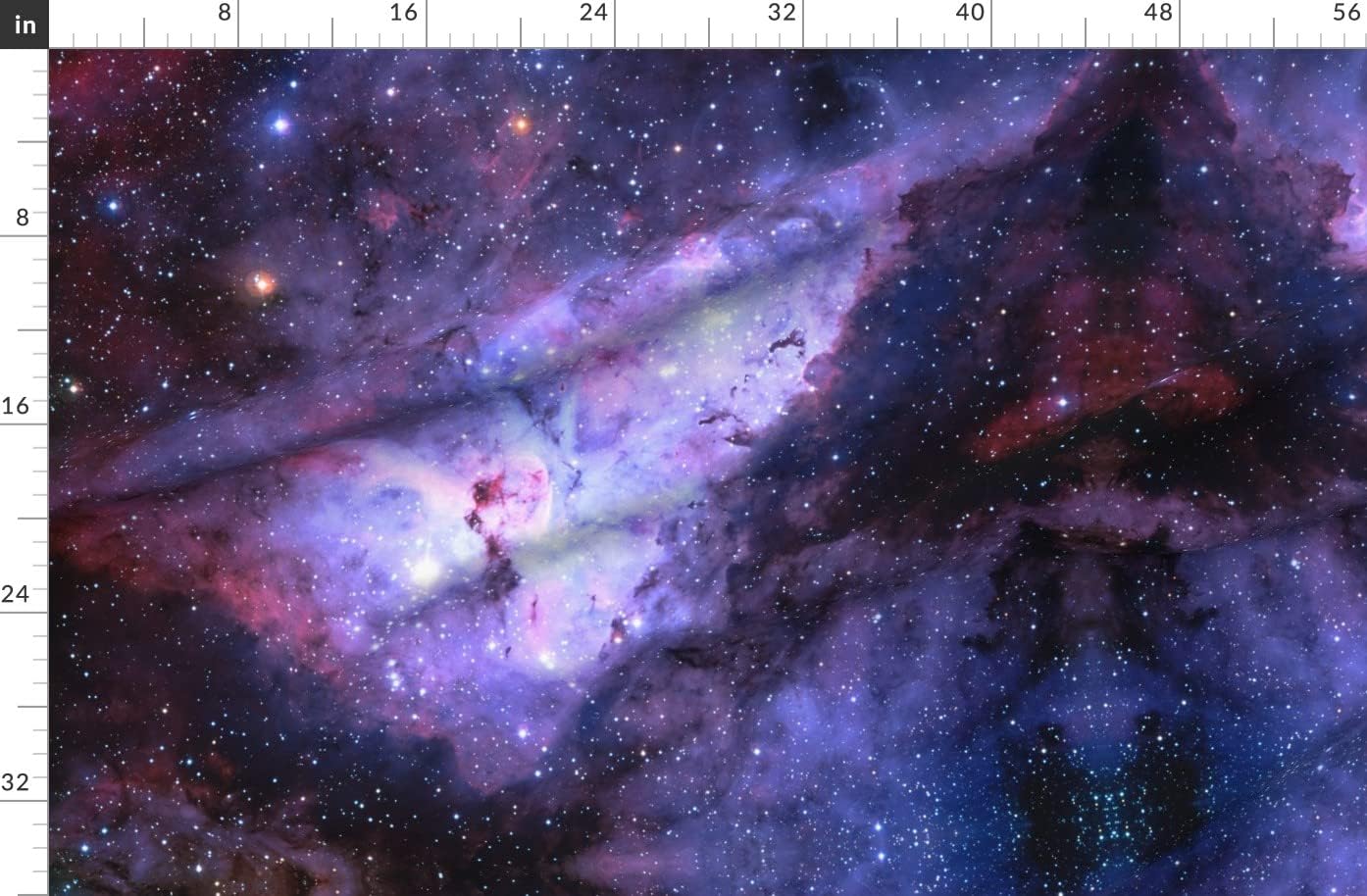 Spoonflower Fabric - Carina Nebula, Purple, Galaxy, Sky, Cosmos, Stars, Galactic, Cosmic, Printed on Organic Cotton Sateen Fabric by The Yard - Sewing Quilting Apparel Home Decor