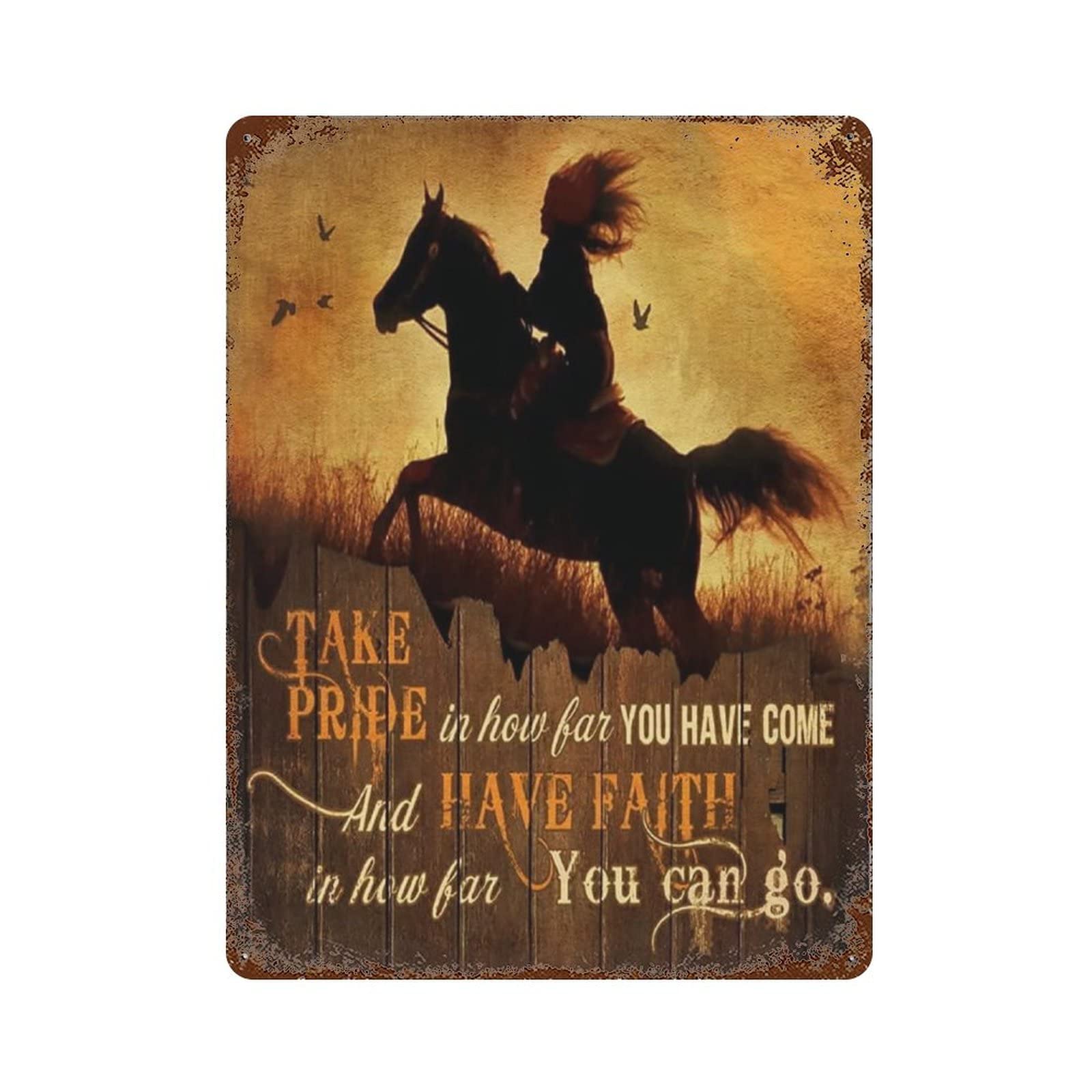 AOOEDM Cowgirl Take Pride in How Far You've Come Tin Metal Sign Wall Decor Funny Inspirational Quote Wall Art Sign Vintage Tin Signs For Home Coffee Bar Man Cave Sign Pub Poster