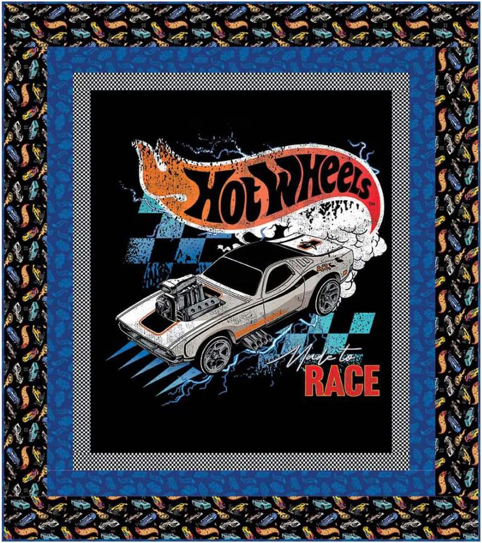 Riley Blake Hot Wheells Panel Quilt Kit – Perfect for Quilting, DIY Crafts, Apparel & Home Décor – 55" x 62" Finished Size
