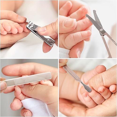 Miniatura 3 de haakaa Cortauñas para bebé, kit de cuidado de uñas 6 en 1 con estuche de almacenamiento de poliuretano, tijeras de uñas, empujador de cutículas, 2
