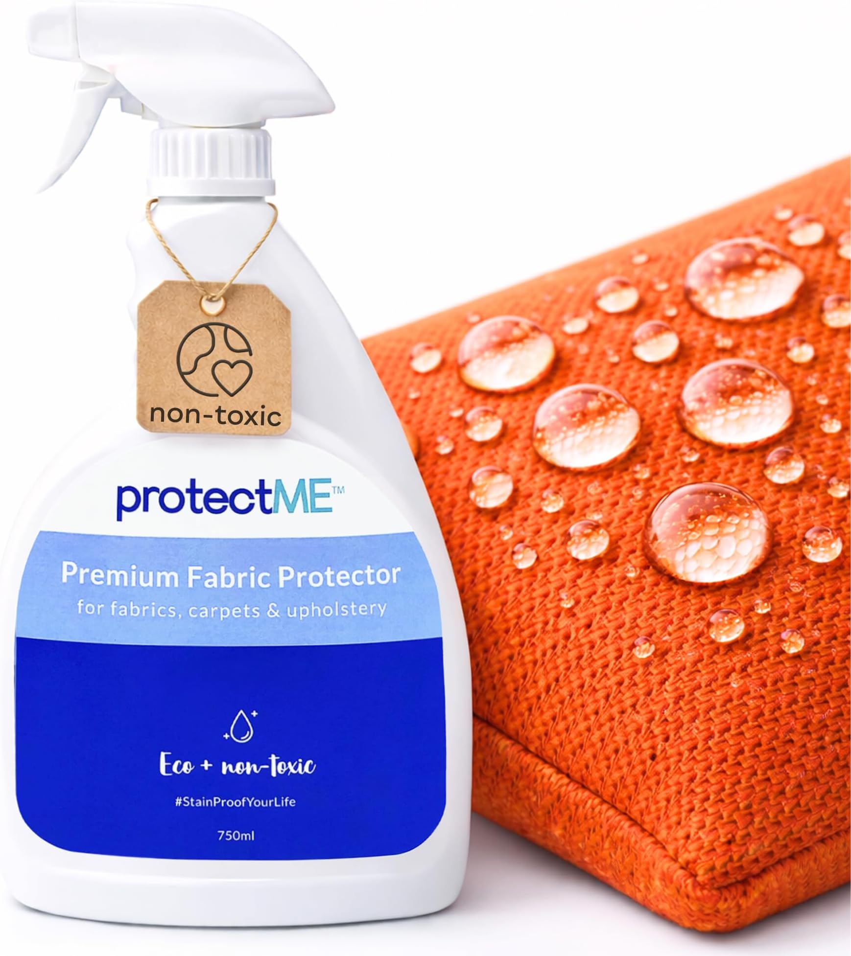 Fabric Protector and Stain Resistant Spray - Upholstery Fabric Spray for Stain Guard for Carpet, Shoes, Couch, Sofa - Non Toxic Water Based Furniture Protector - 750 ml