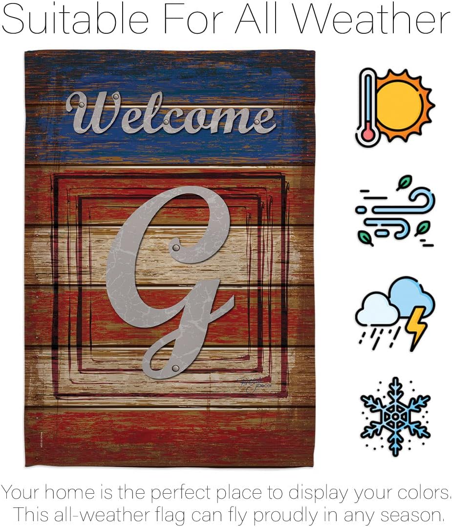 Breeze Decor G180111 Patriotic G Initial Americana Patriotic Impressions Decorative Vertical Garden Flag 13" x 18.5" Printed In USA Multi-Color