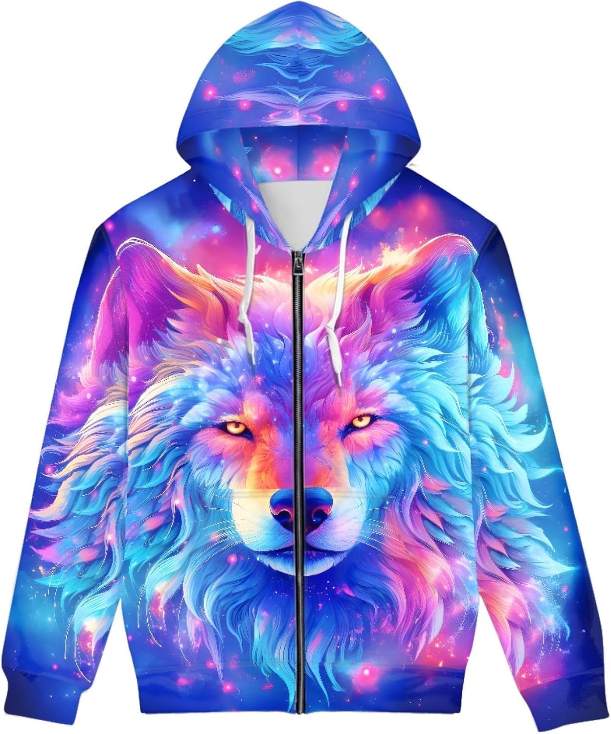 GLUDEAR Unisex Realistic 3D Digital Print Full Zip Hoodie Jackets Hooded Sweatshirt