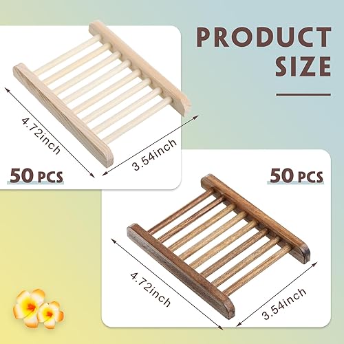 Miniatura 2 de Rtteri Jabonera de madera de bambú para baño, soporte de jabón de madera hecho a mano, accesorios para el hogar, baño, cocina, esponja (100 piezas)